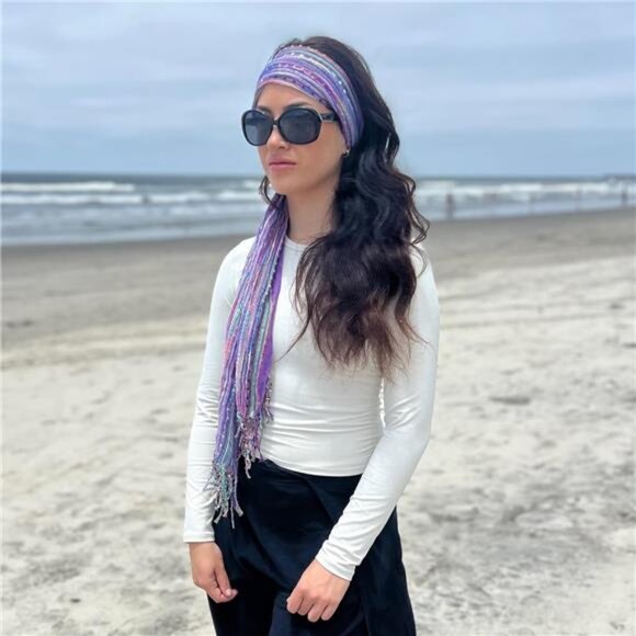 Womens Multi Color Scarf Lightweight Shawl Head Neck Wrap Boho Fashion Accessory - Picture 3 of 7